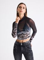 Polera Malla Cuello Medio Estampado Pitón