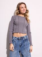 Polera Manga Larga con Detalles Lavado