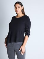 Polera Diagonal Contraste Tela Botón Estrella Curvy