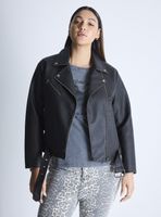 Chaqueta Biker Efecto Cuero Gastado Curvy