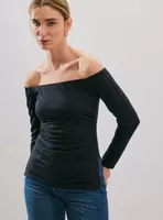 Polera Hombros Descubiertos y Fruncidos