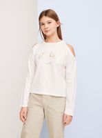 Polera Cutout en Hombros y Focal Print