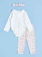 Conjunto Tripack Body, Calza y Cintillo Floral
