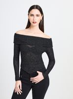 Polera Hombros Descubiertos Tela Brillante