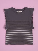 Polera Rayada con Vuelos de Algodón