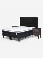 Cama Europea New Style 6 2 Plazas Base Dividida + Set de Muebles Issey Grafito