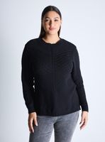 Sweater Trenzado Escote V Tachas Mangas Curvy