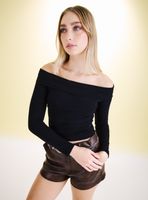 Polera Cuello Bardot Sólida y Print