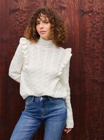 Sweater Trenzado Cuello Alto con Vuelos