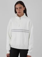 Sweater Cuello Alto Líneas Ecru