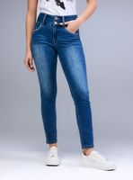 Jeans Push Up con Vivo y Strass en Bolsillos Traseros