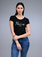 Polera Básica Ajustada Escote Redondo Gráfica Brillante