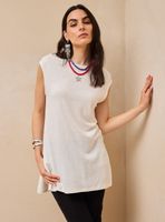 Polera Rib en Cuello y Abertura en Costados