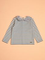 Polera Rayas Cuello Bobo Estampado Niña