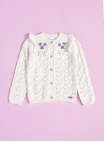 Chaleco Cardigan con Flores Bordadas Niña