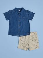 Conjunto Camisa Denim y Short Estampado