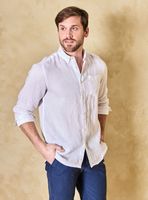 Camisa Lino Manga Larga Unicolor