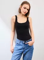 Polera Body Escote Redondo Tela Acanalada