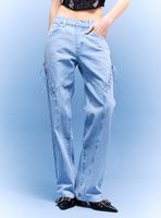 Jeans Baggy Detalles Lace Up Tiro Bajo