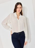 Blusa Semitransparente con Textura de Lunares