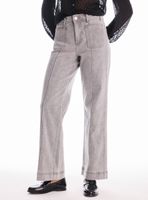 Jeans Wide Leg con Bolsillos Delanteros y Corte Pierna