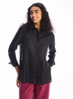 Blusa Camisera Fluida con Cuello Camisero