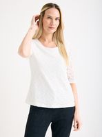 Polera de Encaje con Forro Manga Corta