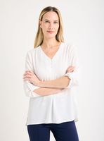 Blusa Escote en V con Manga Recogidas