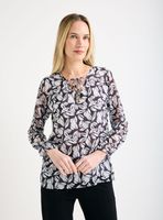 Polera Escote con Accesorio y Manga Globo