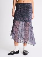 Falda de Malla Asimétrica Estampada