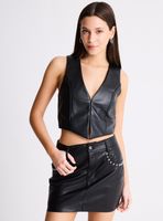 Blusa con Escote en V Efecto Cuero