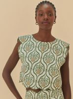 Blusa Cropped Estampado Piñas