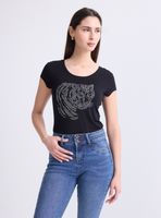 Polera Básica Ajustada Escote Redondo