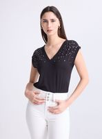 Polera Holgada Escote V Aplicación en Hombros