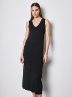 Vestido Largo Escote Redondo con Abertura Lateral