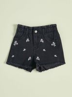 Short Denim Bordado con Deflecado Abajo Niña