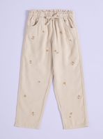 Pantalón Bordado Tiro Medio de Lino