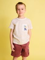 Polera Rayada con Bolsillo Estampado