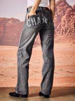 Jeans Straight Tiro Bajo Estampado y Aplicación Tachas S95