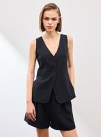 Blazer Vest Largo Cierre con Botón Tela Modal Suave