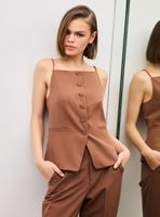 Blazer Vest con Tirantes y Cierre Botones