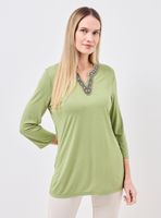 Polera de Lino con Mostacillas en Escote