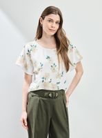 Polera con Mezcla de Telas y Estampado Frontal