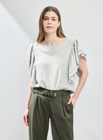 Blusa con Lino y Vuelo en Mangas