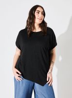 Polera Metalizada con Basta Irregular de Hombro Caído