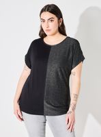 Polera Hombro Caído Mix Telas