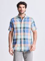Camisa Manga Corta Lino Algodón Cuadros