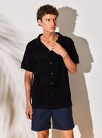 Camisa Tejida Manga Corta Botones