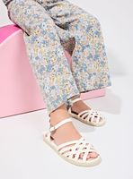 Sandalia con Tiras Enrejada Plantilla Cuero Niña