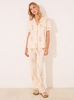 Pijama Largo Camisero Marfil Algodón